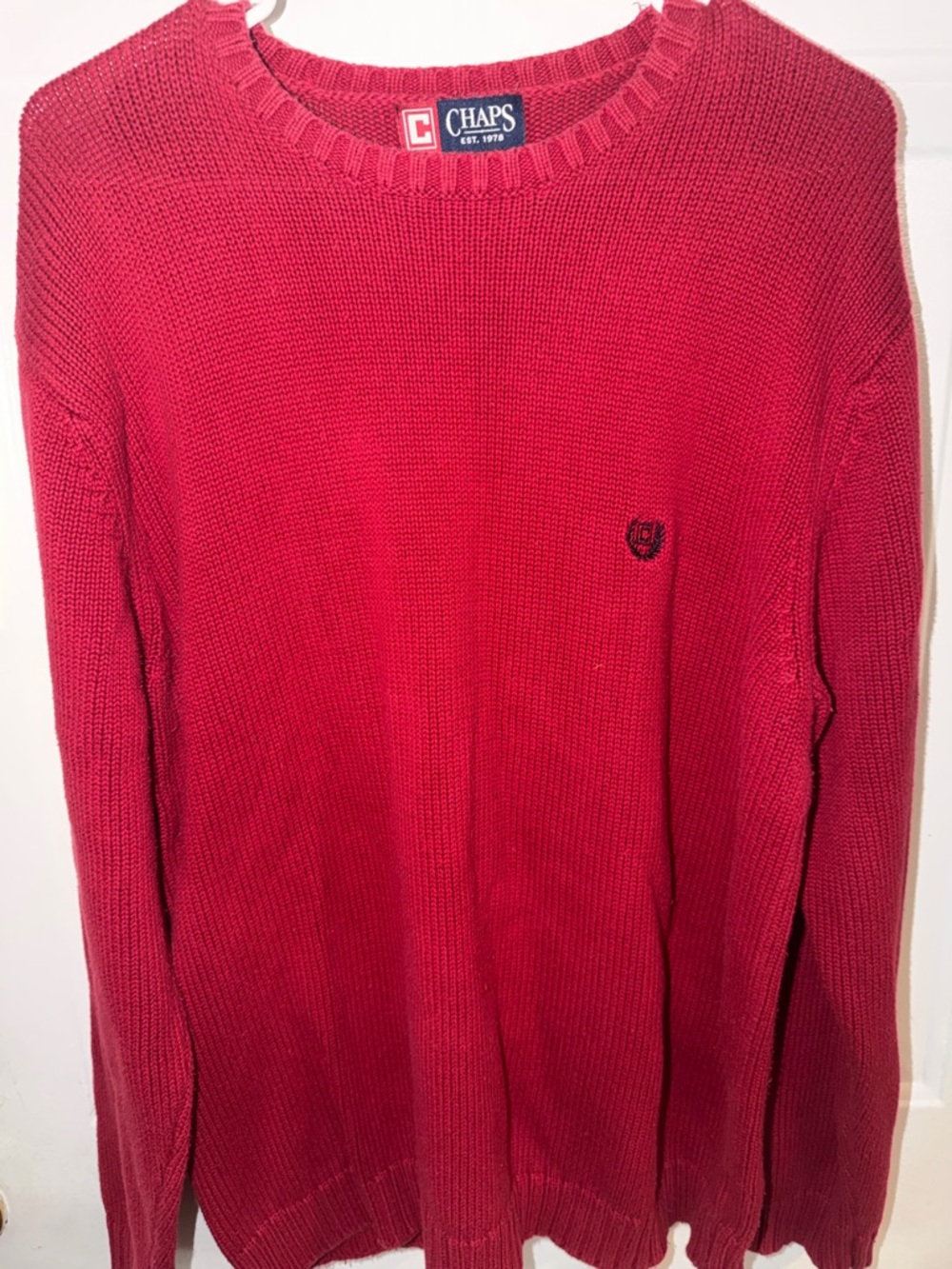 Chaps Red Knit Crewneck Sweater